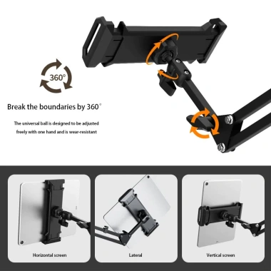 Giá đỡ máy tính bảng iPad Stand 360° xoay 4‑12,9 inch, cánh tay dài điều chỉnh 6