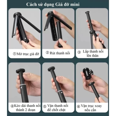Giá Đỡ Mini Đa Năng Gấp Gọn, Điều Chỉnh Cao Thấp - Phụ Kiện Chụp Ảnh Điện Thoại, Máy Ảnh, Đèn LED Bàn