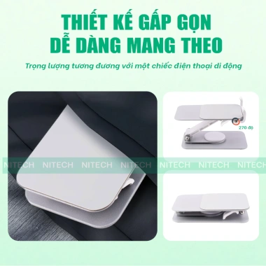 Giá Đỡ NITECH Xoay 360 Gấp Gọn Thép Nhôm Điện Thoại iPad - Livestream Xem Phim 120k 4