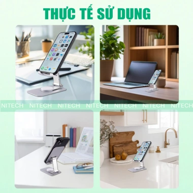 Giá Đỡ NITECH Xoay 360 Gấp Gọn Thép Nhôm Điện Thoại iPad - Livestream Xem Phim 120k 6
