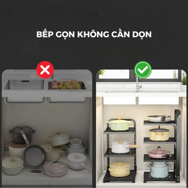 Giá đỡ nồi đa năng điều chỉnh, dùng cho kệ bếp và dưới bồn rửa, giữ bếp gọn gàng - 143.000₫