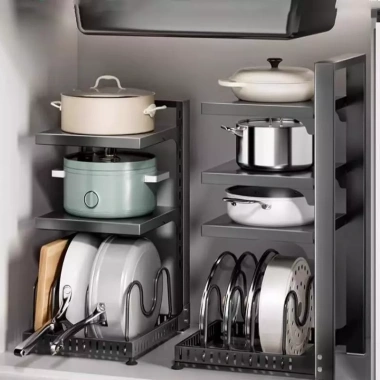 Giá đỡ nồi đa năng điều chỉnh, dùng cho kệ bếp và dưới bồn rửa, giữ bếp gọn gàng - 143.000₫
