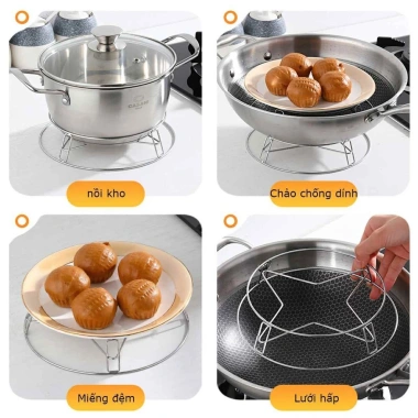 Giá Đỡ Nồi Hấp Hai Mặt Thép Không Gỉ Cách Nhiệt Chống Bỏng cho Nhà Bếp RAMEN