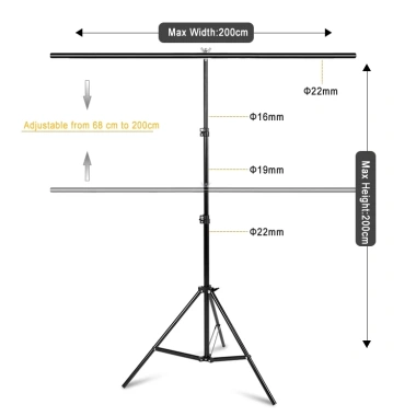 Giá đỡ phông nền 200x200cm Hình chữ T di động 2x2M 4 kẹp túi đựng giảm giá 18% 4