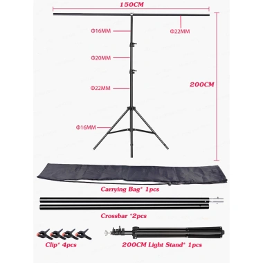 Giá đỡ phông nền chữ T 1,5x2m di động, 4 kẹp lò xo - Giá ưu đãi 121.800₫, chất lượng cao 10