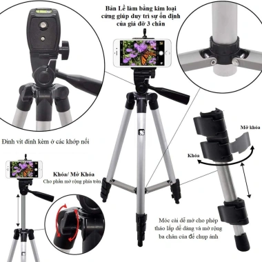 Giá Đỡ Quay Phim 3 Chân TF-3.110/3.120 - Kèm Kẹp Điện Thoại, Livestream TikTok, Chụp Ảnh - Giá chỉ 85.000₫
