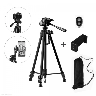 Giá đỡ tripod 3 chân 1.4m tải 3kg chụp hình kẹp điện thoại remote Bluetooth 219k 9 Giá đỡ tripod 3 chân 1.4m tải 3kg chụp hình kẹp điện thoại remote Bluetooth 219k 9