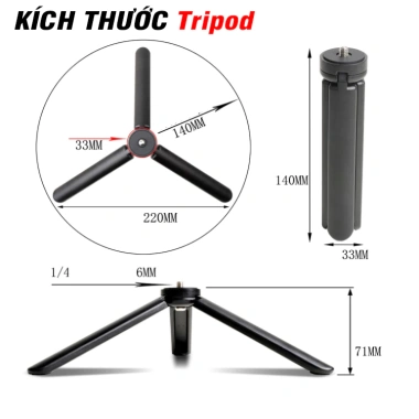 Giá đỡ tripod mini 3 chân kim loại điện thoại, máy ảnh, gimbal - Chỉ 185.000đ 7