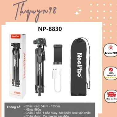 Giá đỡ Tripod Neepho 3.388/8.810/8.830 có Remote - Chân điện thoại, máy ảnh, quay phim chụp hình cao cấp