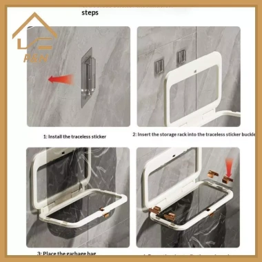 Giá Đỡ Túi Rác Nhà Bếp Gập Đa Năng Treo Tường Phòng Tắm - Tiết Kiệm Không Gian, 98.340₫