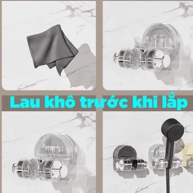 Giá Đỡ Vòi Sen Di Động Greenhome Xoay 90 Độ, Treo Tường Không Khoan, Không Đục