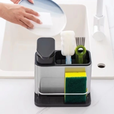 Giá đỡ xốp TOBE1 3 trong 1: Tiết kiệm không gian, hộp giặt thép không gỉ, giá thoát nước bếp - chỉ 178.750 VND