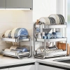 Giá đựng bát đĩa thép không gỉ, thoát nước nhanh, giá siêu tiết kiệm cho bếp 2