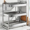 Giá đựng bát đĩa thép không gỉ, thoát nước nhanh, giá siêu tiết kiệm cho bếp 3