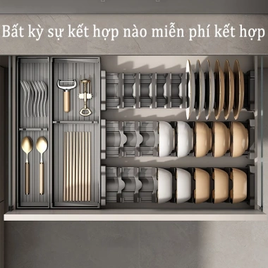 Giá Đựng Bộ Đồ Ăn Nhà Bếp MEIDOO - Ngăn Kéo Tiện Lợi, Giá Đĩa Đũa 276k 4