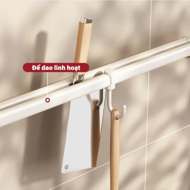 Giá Kệ Móc Treo Nhà Bếp Đa Năng Nhôm 603 – Cao Cấp, Chống Gỉ, Dán Tường, Tặng Keo 3