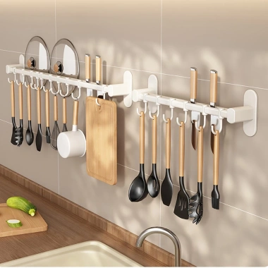 Giá Kệ Móc Treo Nhà Bếp Đa Năng Nhôm 603 – Cao Cấp, Chống Gỉ, Dán Tường, Tặng Keo 5