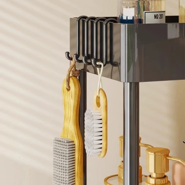 Giá lưu trữ khoảng cách hẹp di động, giỏ đa lớp bánh xe đa năng cho bếp & phòng tắm 2