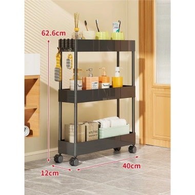 Giá lưu trữ khoảng cách hẹp di động, giỏ đa lớp bánh xe đa năng cho bếp & phòng tắm 10