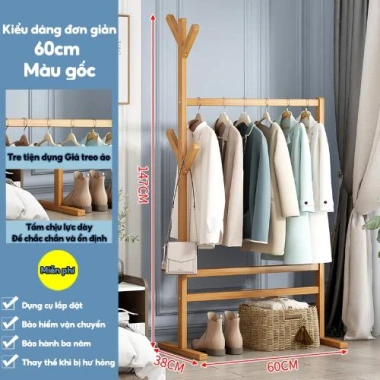Giá phơi đa năng tre tự nhiên, móc treo phong cách, giảm 22% còn 168.750₫ 10