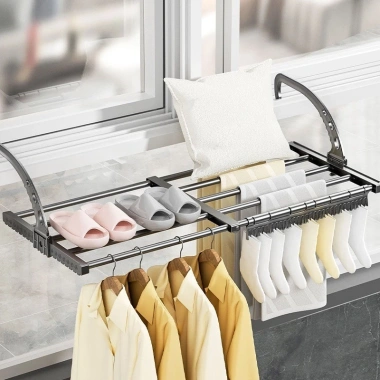Giá Phơi Đồ Ban Công Gấp Gọn - Kệ Treo Thông Minh Mở Rộng, Chịu 10kg