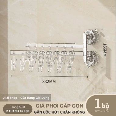 Giá Phơi Đồ Đa Năng 180° Gấp Gọn, Móc Treo Cốc Hút Chân Không Không Kẹp - 155k