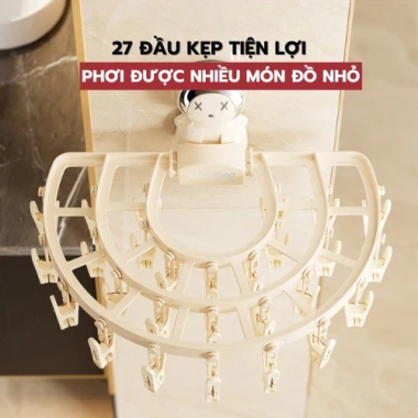 Giá phơi đồ đa năng 27 kẹp gập gọn, treo tường hút chân không, tiện lợi phơi đồ lót vớ khăn - Giá chỉ 75.000 VND