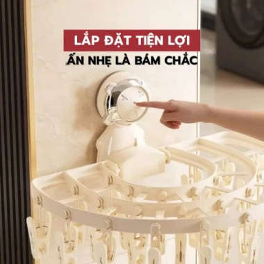 Giá phơi đồ đa năng 27 kẹp gập gọn, treo tường hút chân không, tiện lợi phơi đồ lót vớ khăn - Giá chỉ 75.000 VND