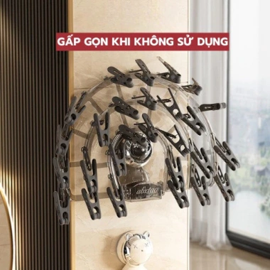 Giá phơi đồ đa năng 27 kẹp gập gọn, treo tường hút chân không, tiện lợi phơi đồ lót vớ khăn - Giá chỉ 75.000 VND