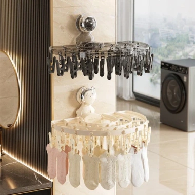 Giá phơi đồ đa năng 27 kẹp gập gọn, treo tường hút chân không, tiện lợi phơi đồ lót vớ khăn - Giá chỉ 75.000 VND