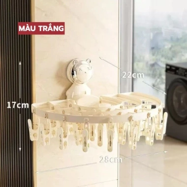 Giá phơi đồ đa năng 27 kẹp gập gọn, treo tường hút chân không, tiện lợi phơi đồ lót vớ khăn - Giá chỉ 75.000 VND