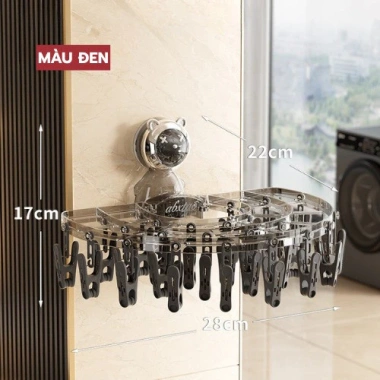 Giá phơi đồ đa năng 27 kẹp gập gọn, treo tường hút chân không, tiện lợi phơi đồ lót vớ khăn - Giá chỉ 75.000 VND