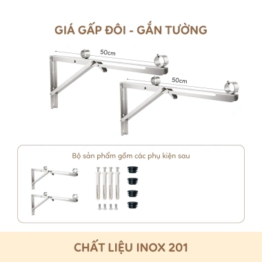 Giá phơi đồ gắn lan can gấp gọn DOMIO L001 - Tiết kiệm không gian, lắp tường nhanh, giá 298.056₫ 10