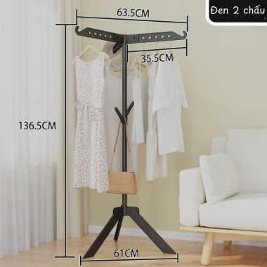 Giá Phơi Đồ Xoay 360° Bánh Xe Di Động - Giàn Treo Quần Áo Chịu Lực, Ban Công, Phòng Ngủ