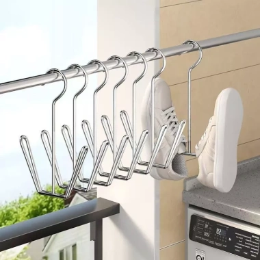 Giá phơi giày inox cho ban công ký túc xá, móc treo quần áo chống gió, tiện lợi