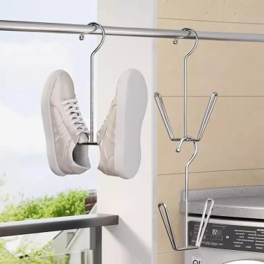 Giá phơi giày inox cho ban công ký túc xá, móc treo quần áo chống gió, tiện lợi 2 Giá phơi giày inox cho ban công ký túc xá, móc treo quần áo chống gió, tiện lợi 2