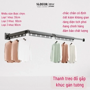 Giá phơi nhôm SG.DECOR gắn tường gấp khúc thông minh tiện lợi cho căn hộ 333.102 VND