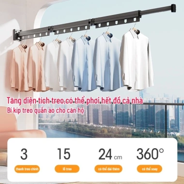 Giá phơi nhôm SG.DECOR gắn tường gấp khúc thông minh tiện lợi cho căn hộ 333.102 VND