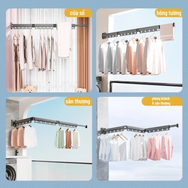 Giá phơi nhôm SG.DECOR gắn tường gấp khúc thông minh tiện lợi cho căn hộ 333.102 VND