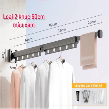 Giá phơi nhôm SG.DECOR gắn tường gấp khúc thông minh tiện lợi cho căn hộ 333.102 VND