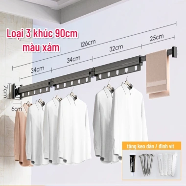 Giá phơi nhôm SG.DECOR gắn tường gấp khúc thông minh tiện lợi cho căn hộ 333.102 VND