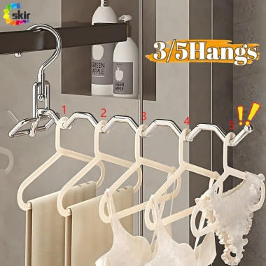 Giá phơi quần áo gấp di động 1/2/3 - Móc treo áo thép không gỉ không đục lỗ, tiết kiệm không gian