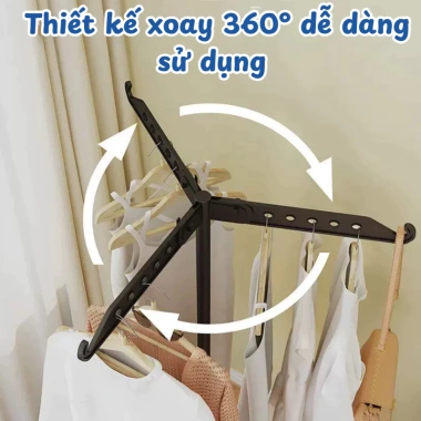 Giá Phơi Quần Áo Gấp Gọn Di Động Xoay 360 - Thép Chống Gỉ, Dùng Cho Ban Công và Phòng Ngủ