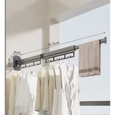 Giá phơi quần áo gấp gọn không đục lỗ, xoay vào tiện lợi, thông minh – 242.000₫