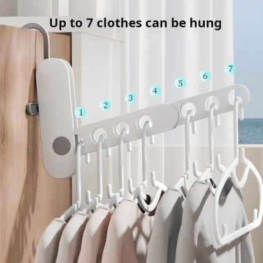 Giá phơi quần áo gập lại đa chức năng FannGo – Móc treo 7 lỗ di động cho khách sạn, ký túc xá – 138.930₫