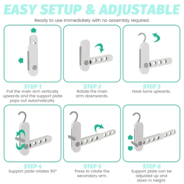 Giá phơi quần áo gập lại đa chức năng FannGo – Móc treo 7 lỗ di động cho khách sạn, ký túc xá – 138.930₫