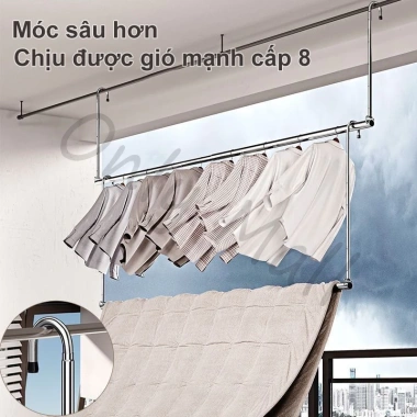 Giá Phơi Quần Áo Inox Không Đục Lỗ - Điều Chỉnh Độ, Giàn Cây Tiện Lợi, 77.000₫