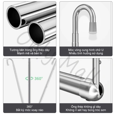 Giá Phơi Quần Áo Inox Không Đục Lỗ - Điều Chỉnh Độ, Giàn Cây Tiện Lợi, 77.000₫ 9 Giá Phơi Quần Áo Inox Không Đục Lỗ - Điều Chỉnh Độ, Giàn Cây Tiện Lợi, 77.000₫ 9