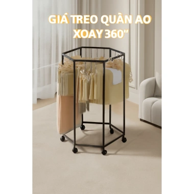 Giá phơi quần áo lục giác di động đa chức năng, treo mũ áo, dùng ban công, chỉ 150.000₫