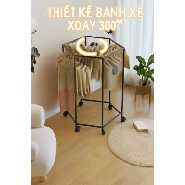 Giá phơi quần áo lục giác di động đa chức năng, treo mũ áo, dùng ban công, chỉ 150.000₫